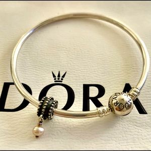 Pandora Retired Beveled Fresh Water Pearl dangle Charm